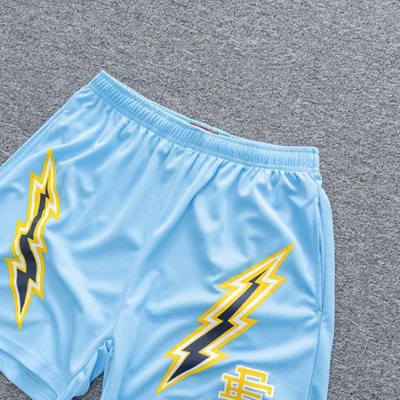 Eric Emanuel Logo Lightning Print Casual Shorts in Blue - Picture 5 of 6